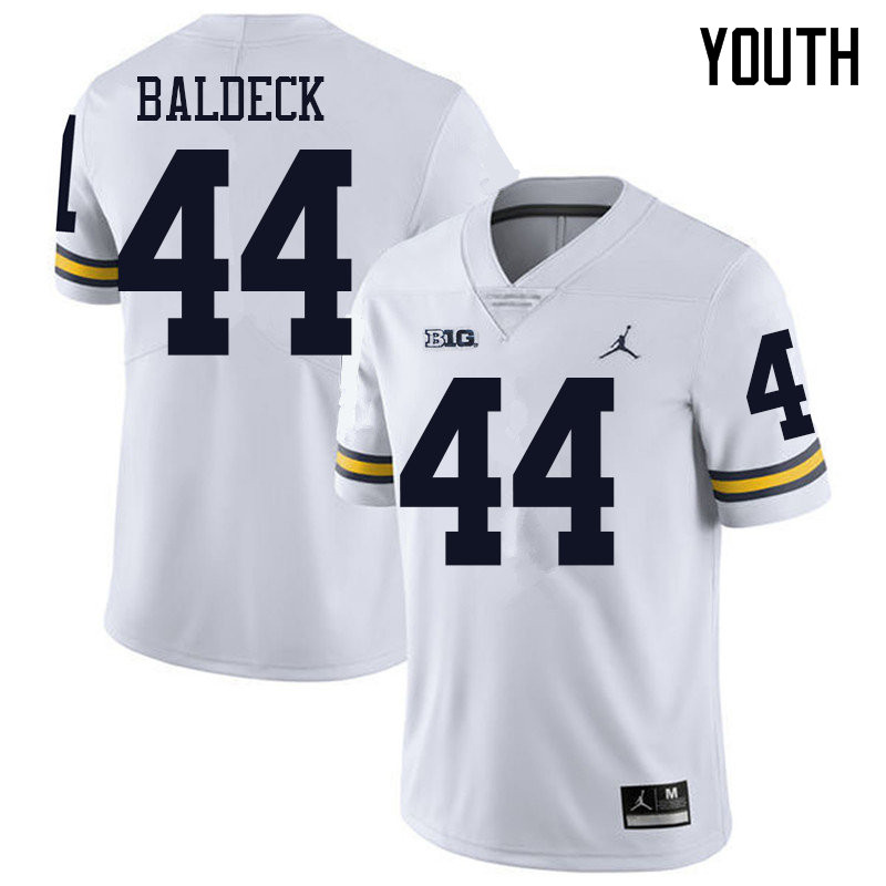 Jordan Brand Youth #44 Matt Baldeck Michigan Wolverines College Football Jerseys Sale-White - Click Image to Close